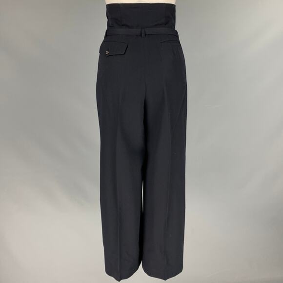 COMME des GARCONS 1989 Size S Navy Wool Belted High Waisted Wide Leg Dress Pants - Picture 3 of 5
